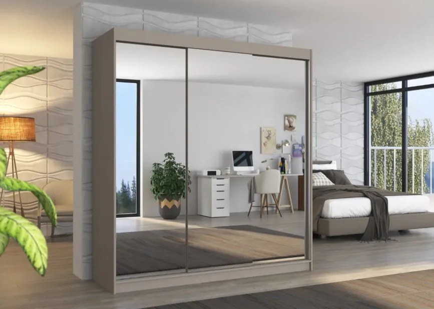 Гардероб Poros 200 Sliding-сиво-бежово