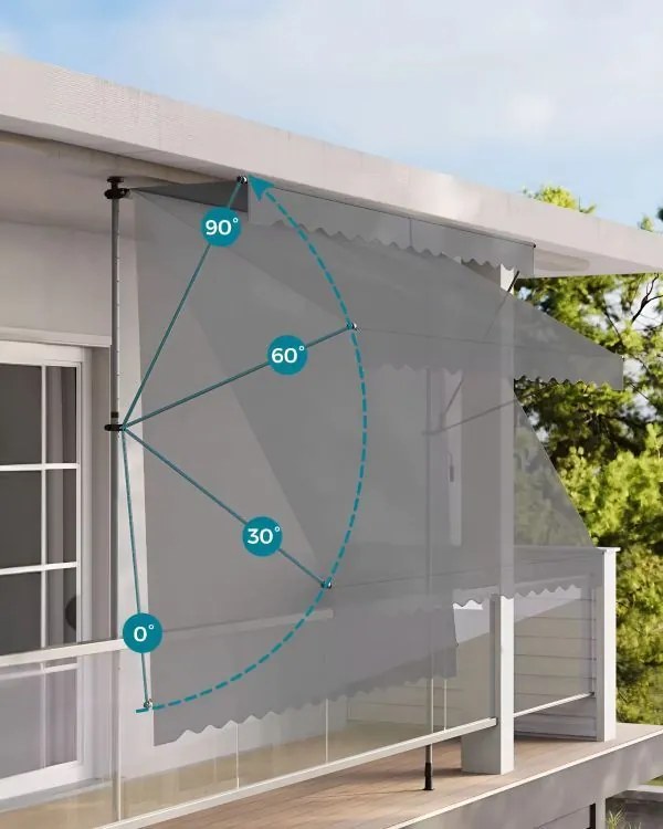 Тента за балкон за тераса с регулируем наклон - сива Šírka: 300 cm