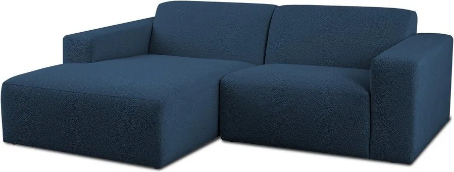 Тъмносин ъглов диван от букле (ляв ъгъл) Roxy – Scandic