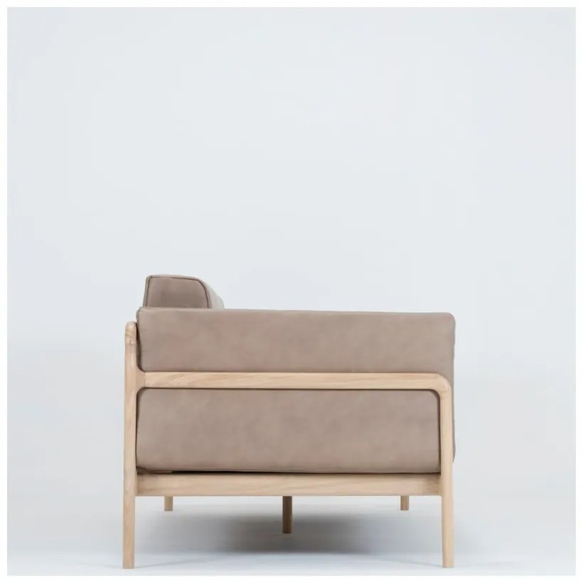 Светлокафяв диван от биволска кожа с масивна дъбова конструкция , 210 см Fawn - Gazzda