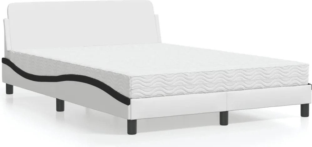 3208423 vidaXL Легло с матрак Dover, бяло и черно, 140x200 см, изкуствена кожа