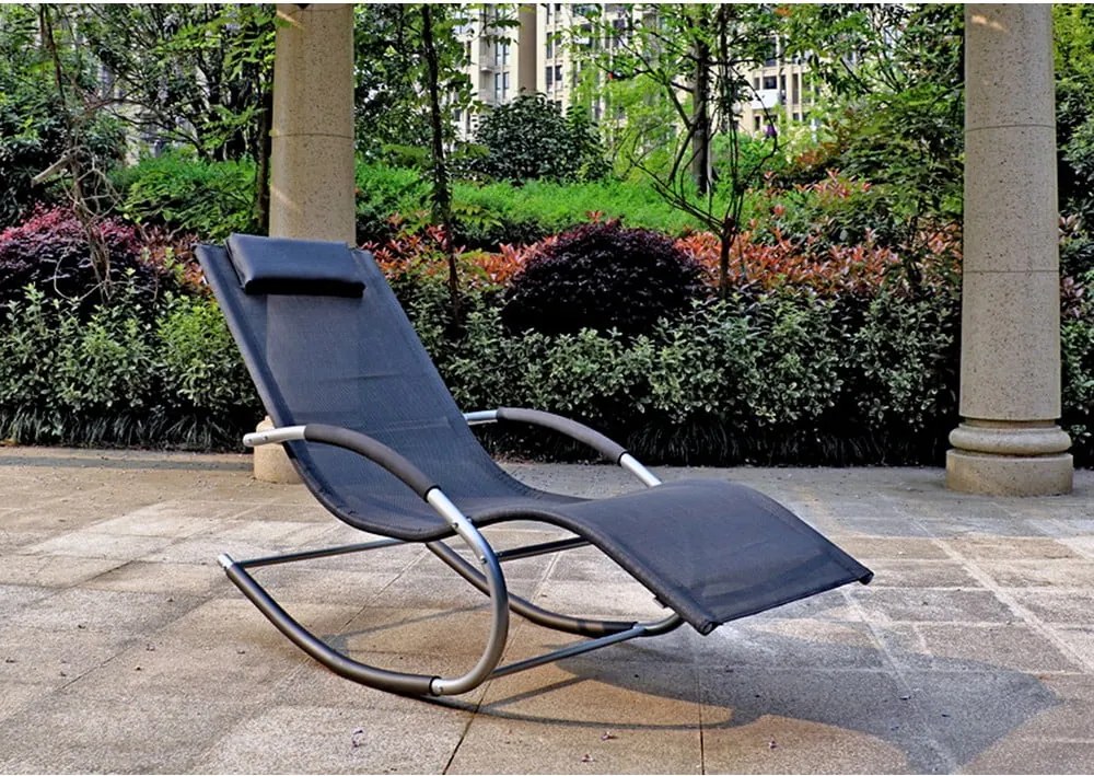 Черен метален градински шезлонг Naxos – Garden Pleasure