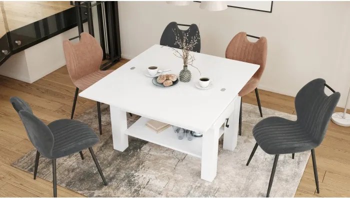 БРАВО Бял - РАЗТЕГАТЕЛНА ХОЛНА МАСА С ПОВДИГАЩ МЕХАНИЗЪМ И С РАФТ