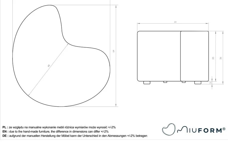 Сива табуретка от плат букле Miuf - Miuform