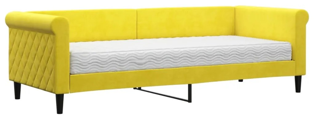 3197745 vidaXL Канапе с матрак, жълто, 80x200 см, кадифе