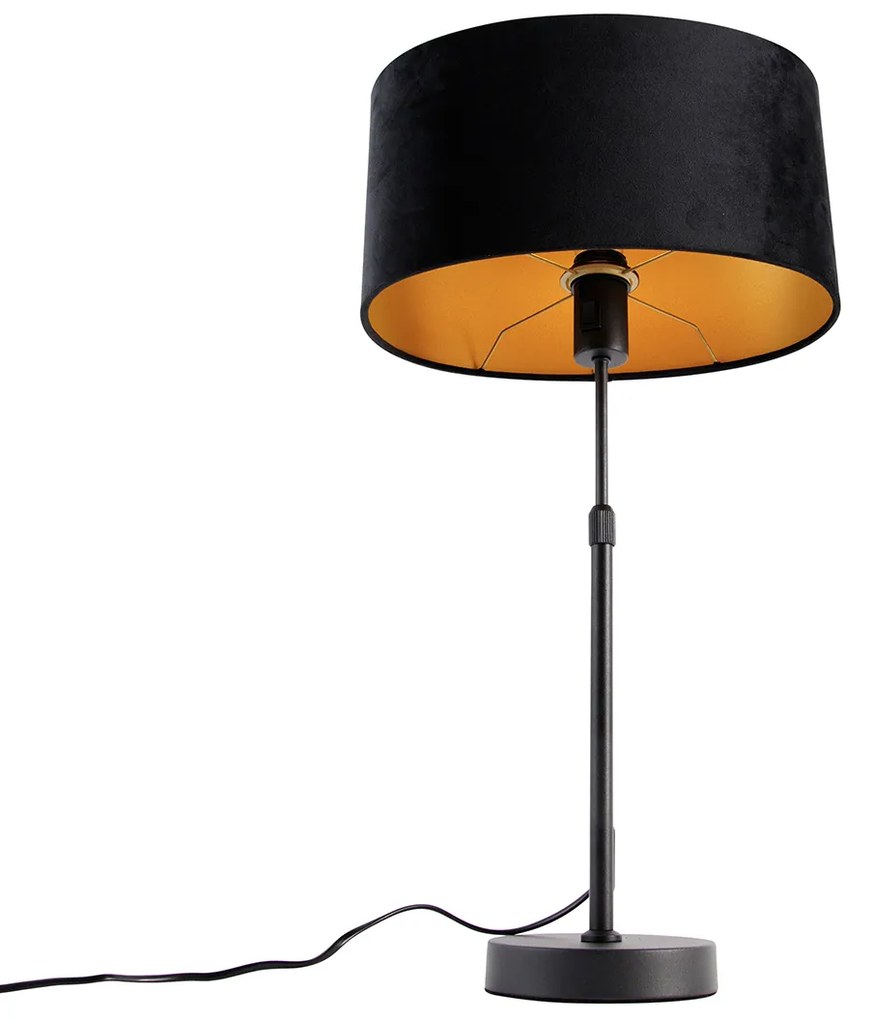 Лампа за маса черна с овална кадифена абажура черна 35см - Parte