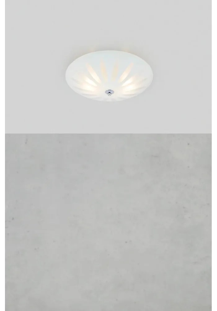 Бяло осветително тяло за таван със стъклен абажур Petal – Markslöjd