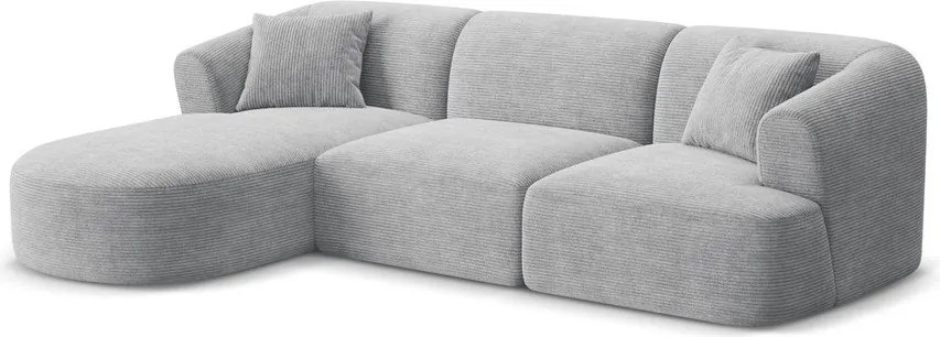 Светлосив ъглов диван от рипсено кадифе (ляв ъгъл) Campi – Cosmopolitan Design