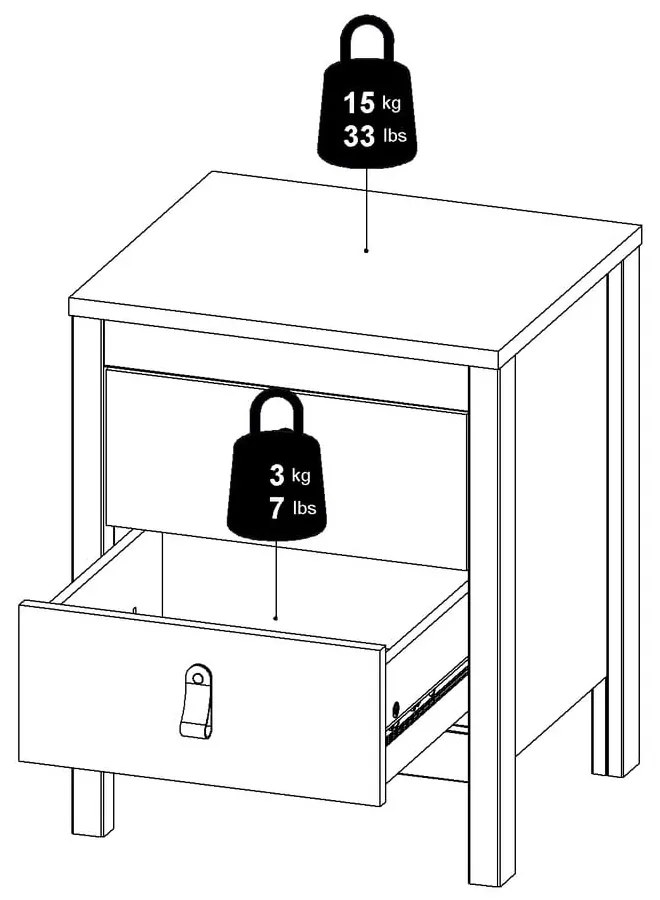 Черно нощно шкафче Madrid - Tvilum