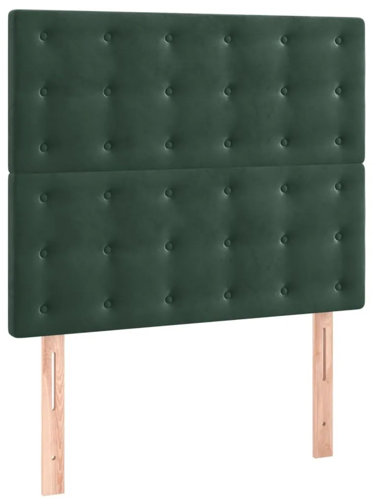 3116799 vidaXL Табла за легло, тъмнозелена, 80x5x118/128 см, кадифе