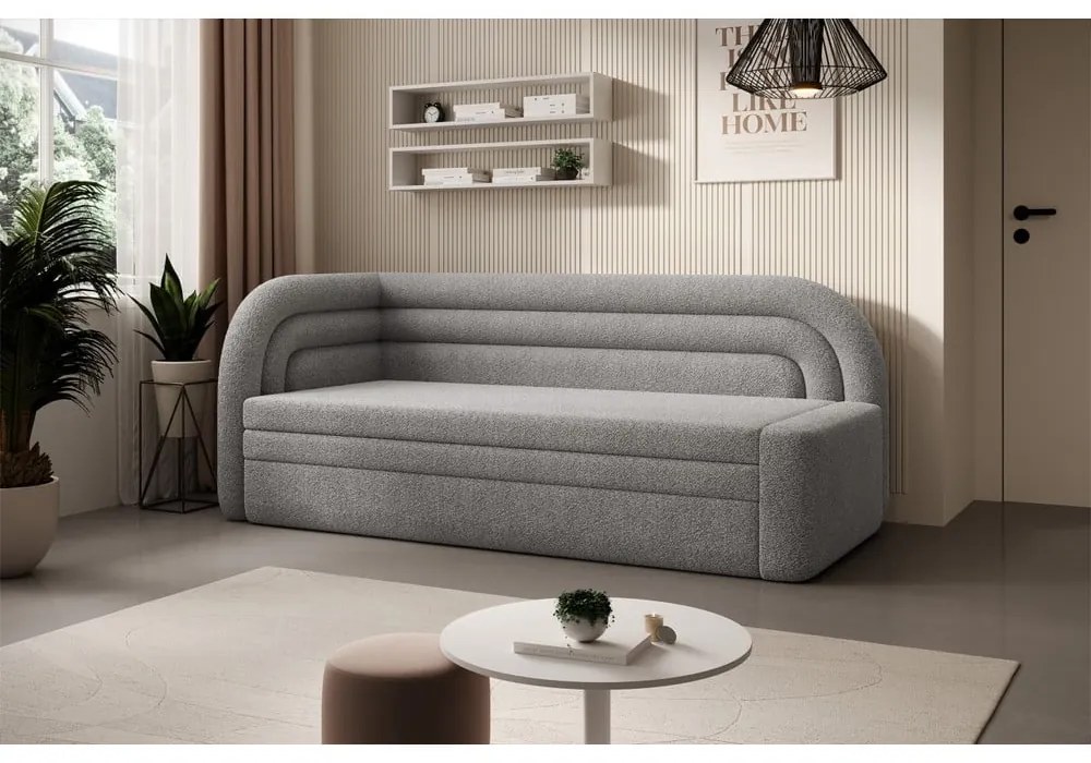Сив разтегателен диван с място за съхранение от букле ляв ъгъл 223 cm Fabillo – ELTAP