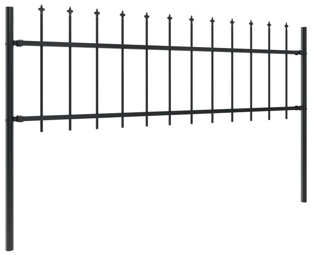Градинска ограда с пики, стомана, 3,4x0,6 м, черна