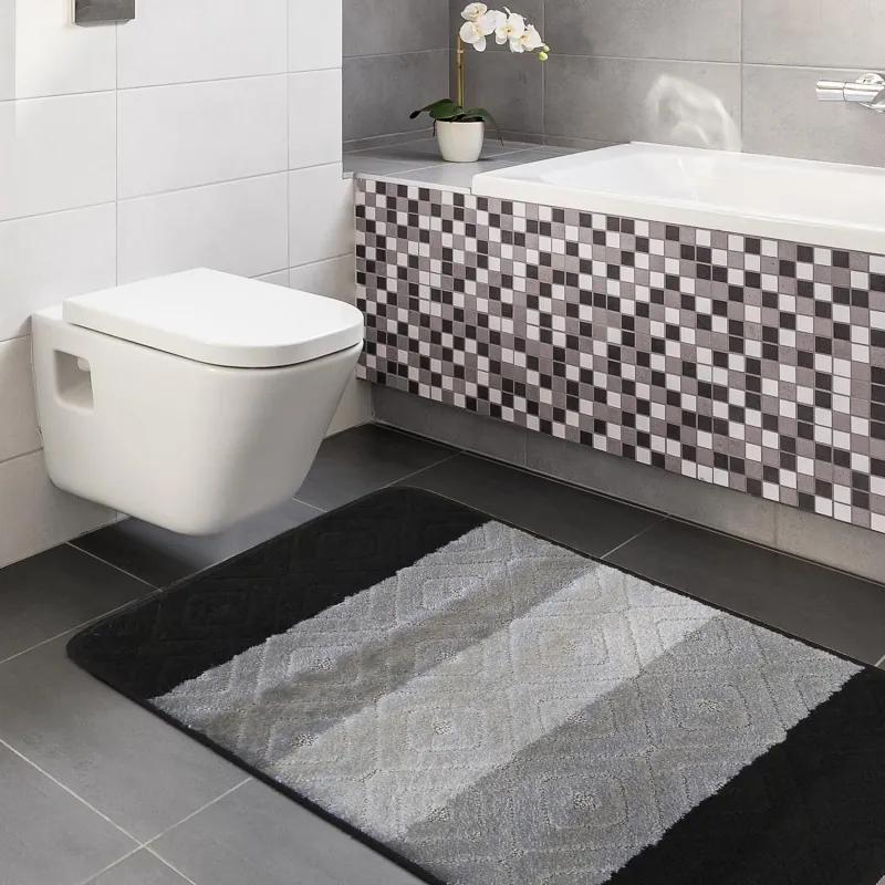 Комплект от две части за баня и тоалетна в черно и сиво 50 cm x 80 cm + 40 cm x 50 cm