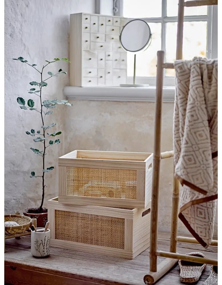 Дървени кутии за съхранение в комплект 2 бр. в естествен цвят 39x29x20 cm Piana – Bloomingville