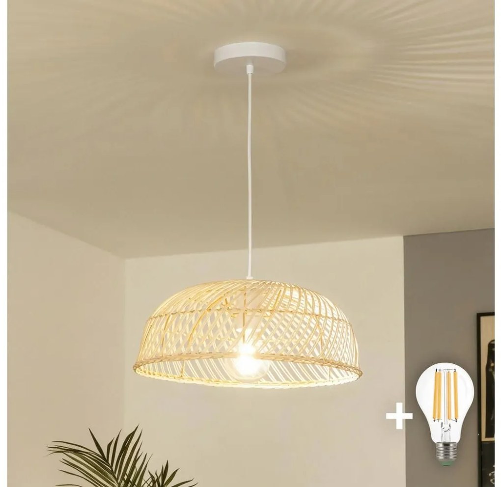 Brilagi - LED пендел на кабел CERIA BOHO 1xE27/40W/230V Ø 60 см ратан
