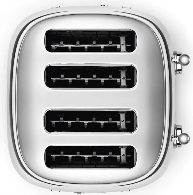 Тостер за хляб SMEG 50's Style TSF03SSEU, 2000W, 4 филии, 6 нива, Тавичка за трохи, Вграден кабел, Неръждаема стомана, Сребрист