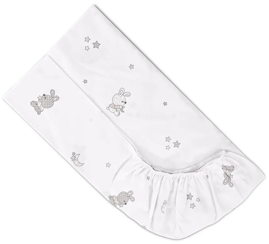 LORELLI Classic Чаршаф с ластик РАНФОРС 70/140 см. LITTLE RABBITS GREY