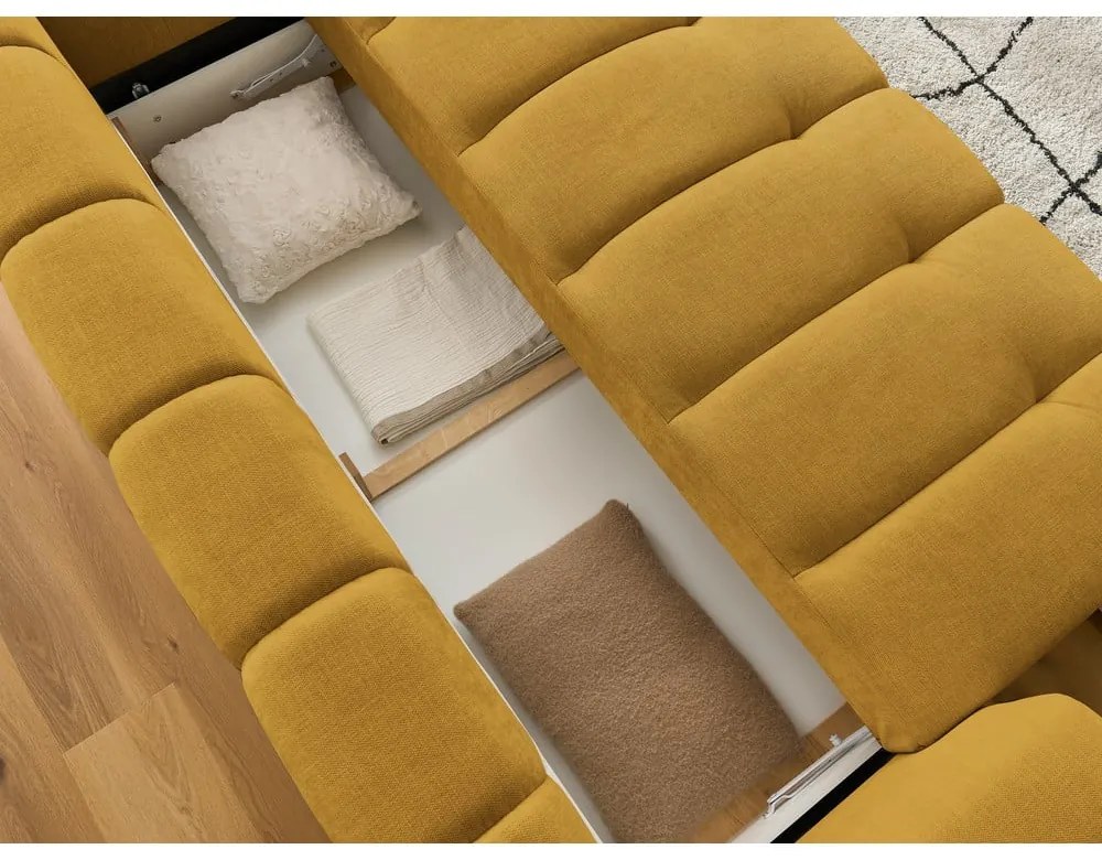 Сгъваем/с място за съхранение диван в цвят горчица 251 cm Fuji – Bobochic Paris