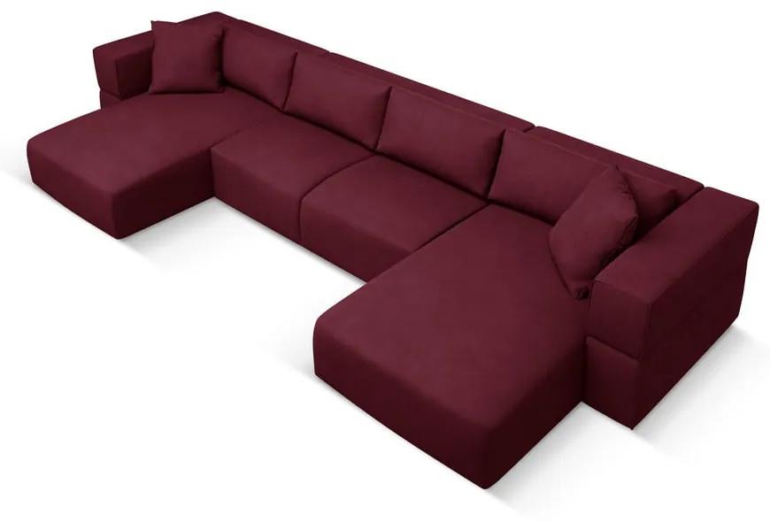 Ъглов U-образен диван в цвят бордо Esther – Milo Casa