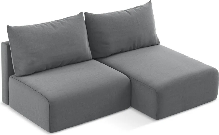 Сив кадифен сгъваем/с място за съхранение ъглов диван (десен ъгъл) Kalena – Makamii