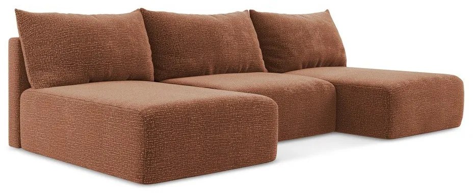 Разтегателен ъглов диван с място за съхранение в тухлен цвят Kalena – Makamii