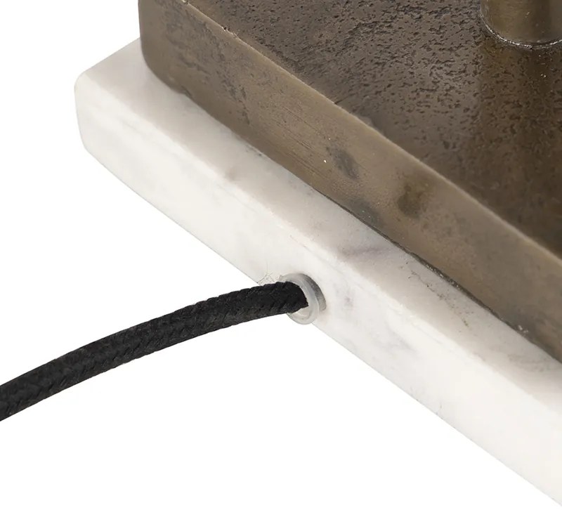 Арт Деко настолна лампа бронз с мраморна основа - Leaf