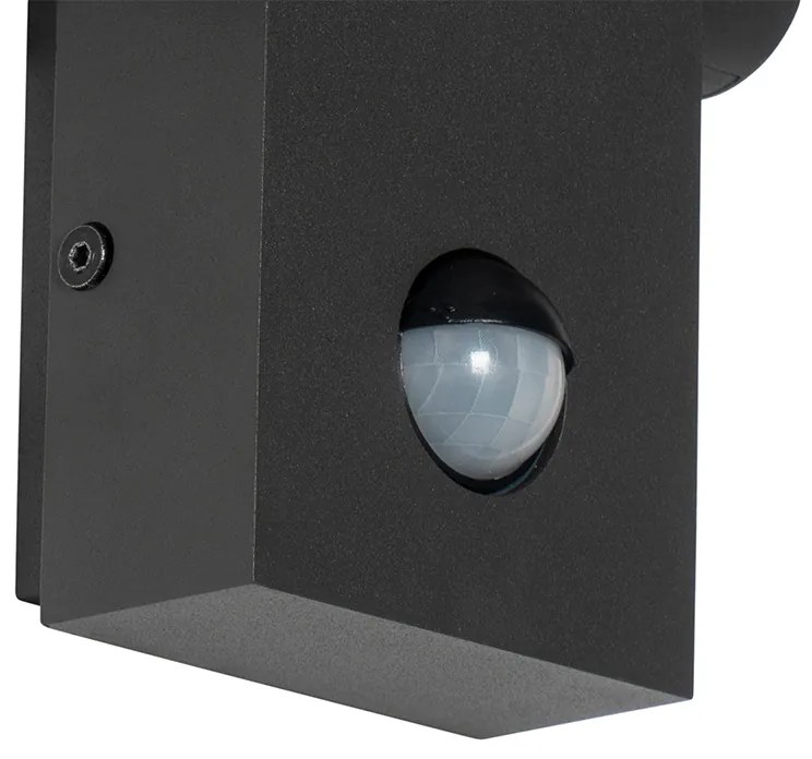 Външна стенна лампа антрацит с LED IP54 с датчик за движение - Zane