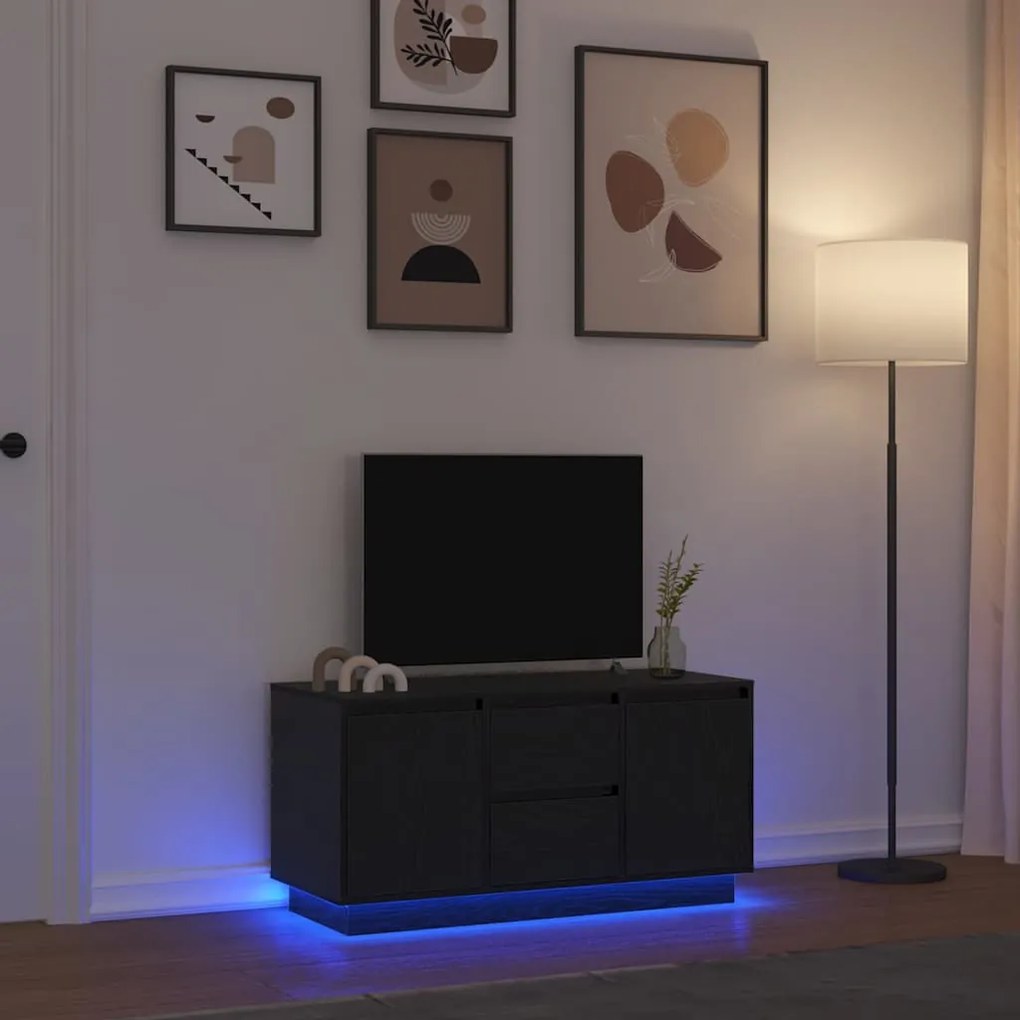 861410 vidaXL ТВ шкаф с LED осветление, черен, 100x41x50 см