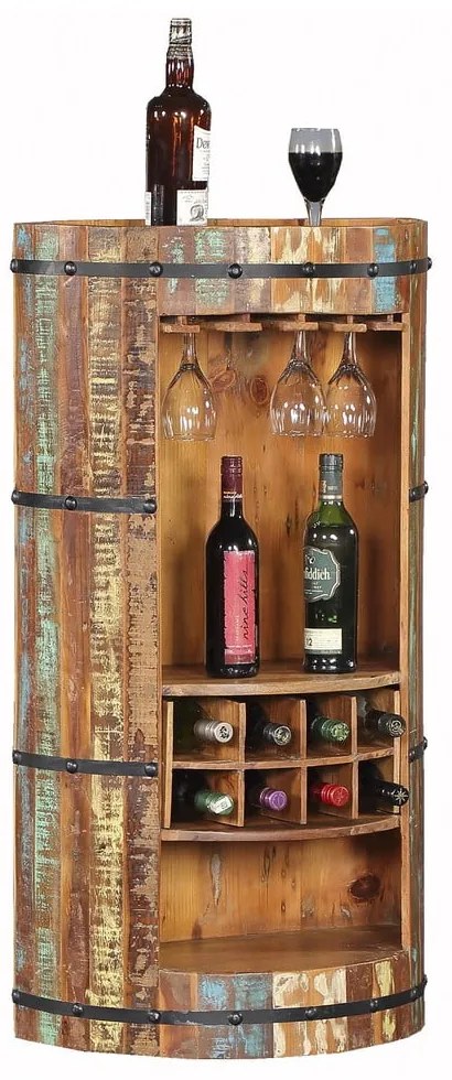 Шкаф за вино от рециклирано дърво за 8 броя бутилки в естествен цвят 60x115 cm Kaveri – Interia Home &amp; Living