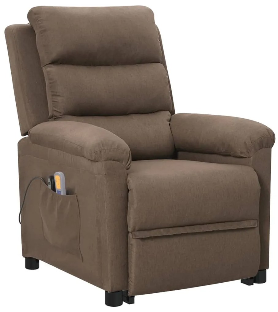 3098277 vidaXL Изправящ масажен стол, таупе, текстил