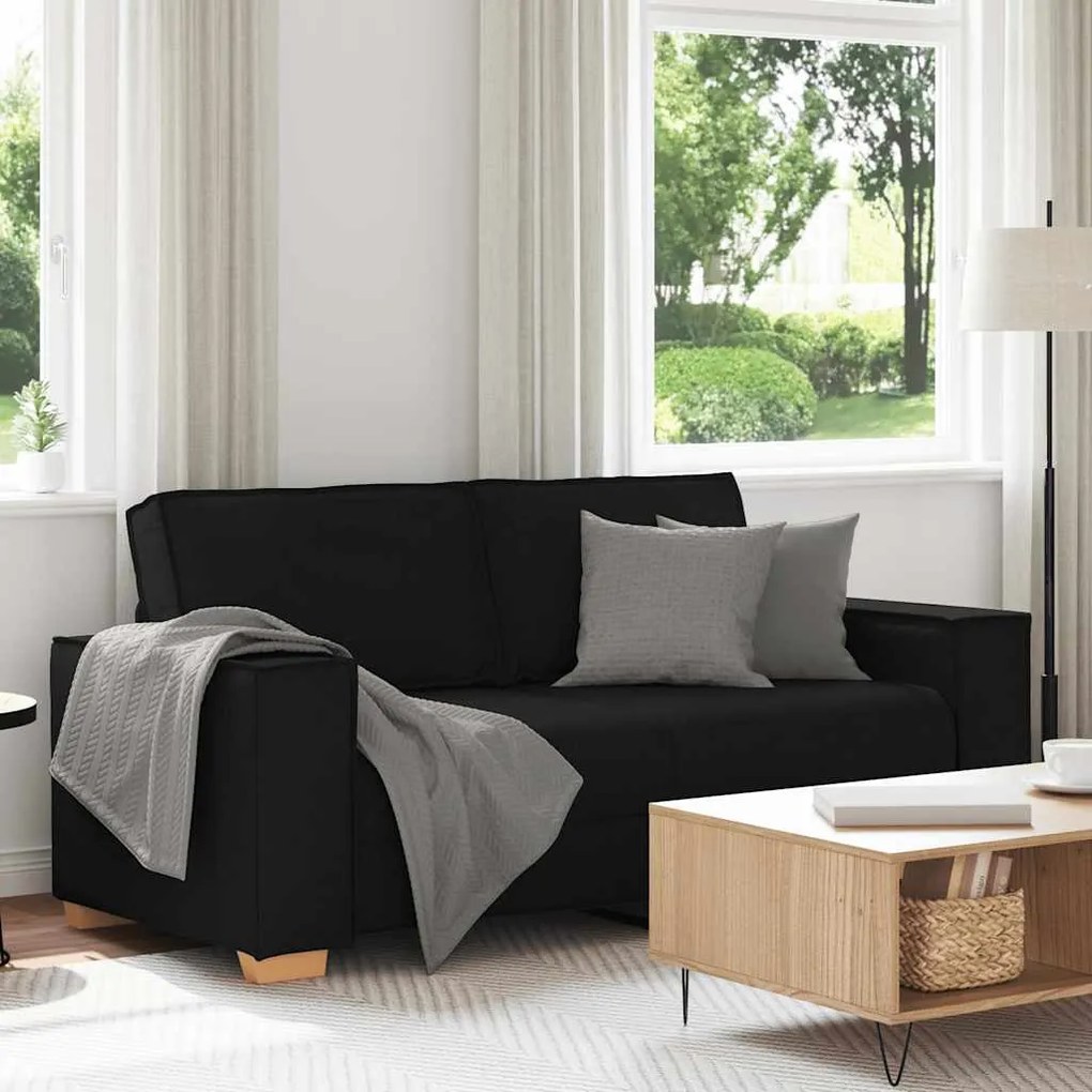 4104982 vidaXL Двуместен диван, черен, 140 см, плат