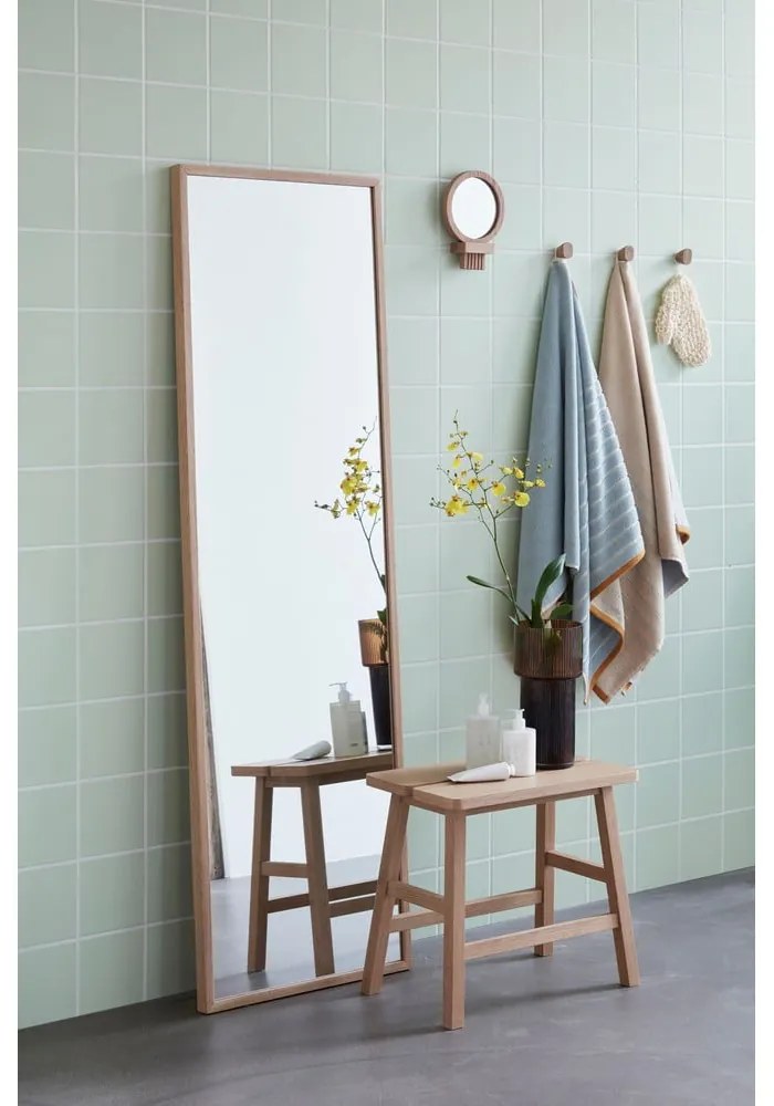 Стенно козметично огледало с дървена рамка ø 14 cm - Hübsch