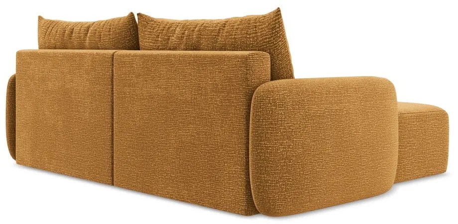 Оранжев разтегателен ъглов диван с място за съхранение (ляв ъгъл) Kalena – Makamii