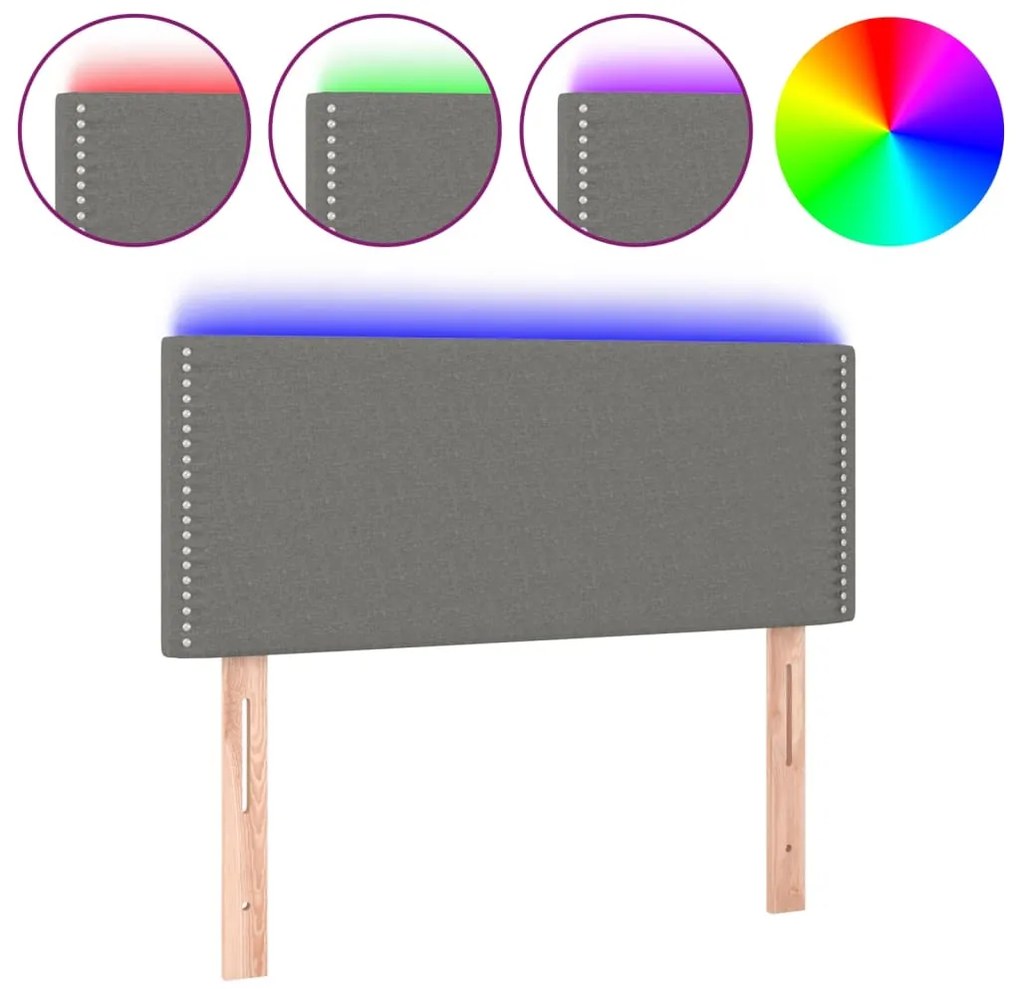 3121463 vidaXL LED горна табла за легло, тъмносива, 100x5x78/88 см, плат