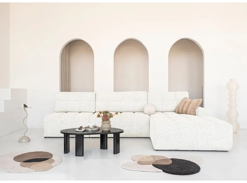 Кремав разтегателен модулен ъглов диван с място за съхранение (десен ъгъл) Lulu – Miuform