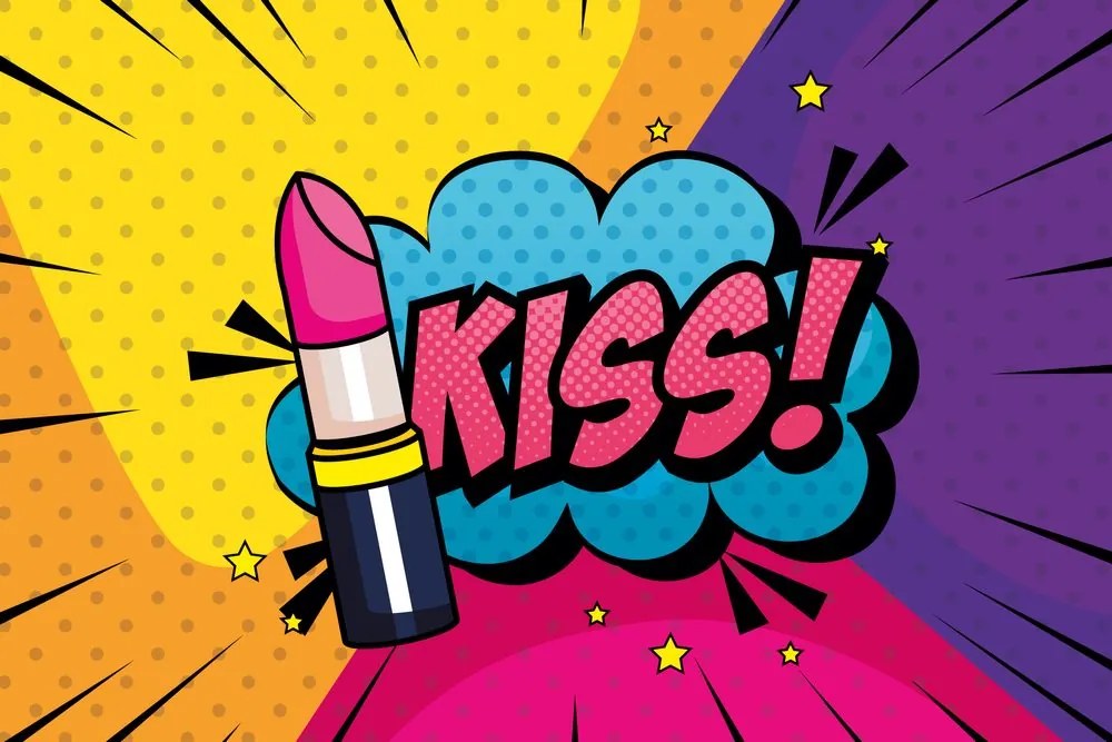 Тапет – Поп арт червило - KISS!