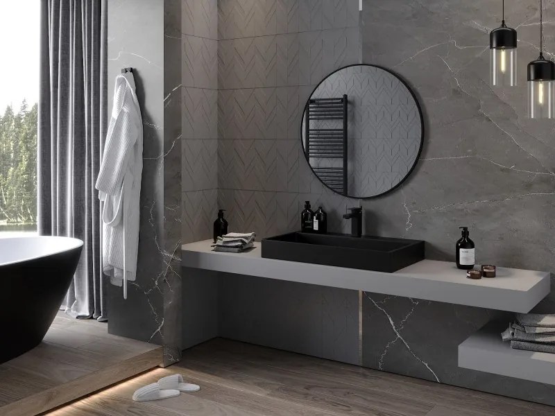 Mexen Loft кръгло огледало за баня 80 см, черна рамка - 9850-080-080-000-70