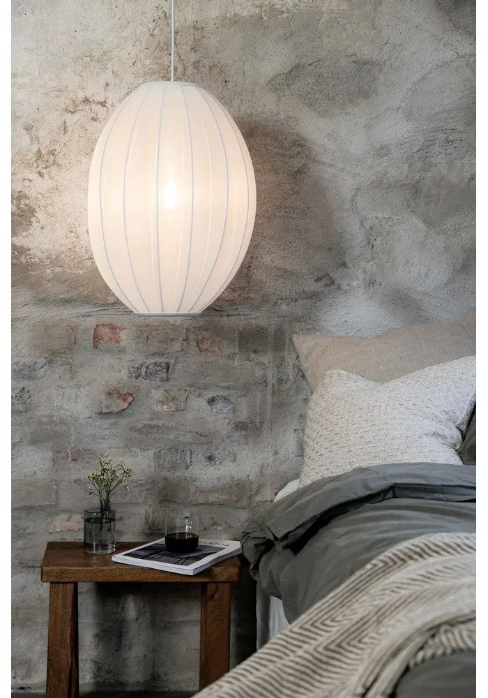 Бяло висящо осветително тяло с текстилен абажур ø 40 cm Florence – Markslöjd