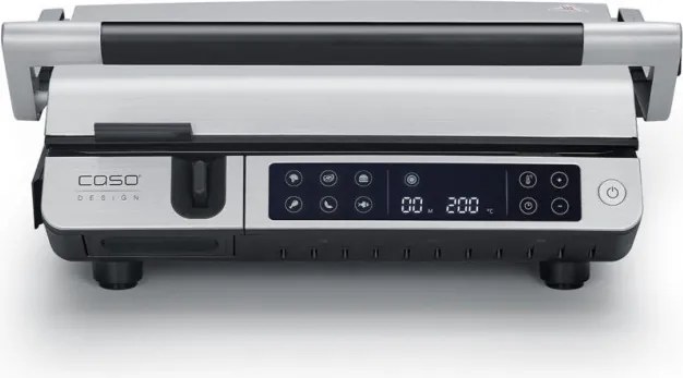 Електрическа скара 3в1 Caso Germany SteakMaster Pro, 2000W, 34х24 см, 80-240°C, Керамично покритие, Таймер, Сензорно управление, Инокс/черен