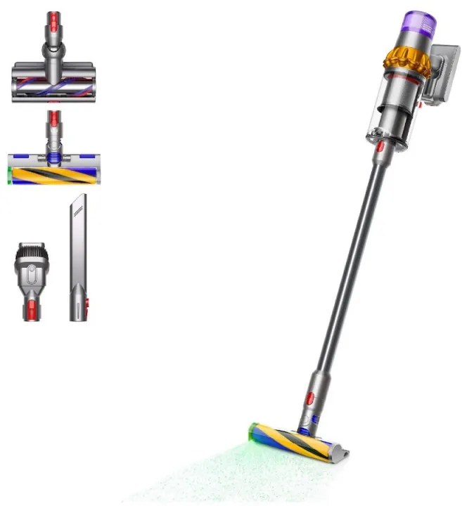 Вертикална прахосмукачка Dyson V15 Detect Аbsolute, 660W, 0.76 л, 60 мин автономия, Сензори, 3 режима, LCD, Сив