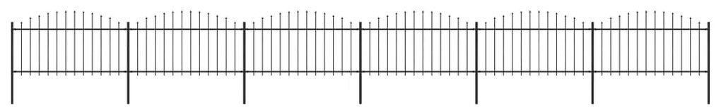 Sonata Градинска ограда с пики, стомана, (1,25-1,5)x10,2 м, черна