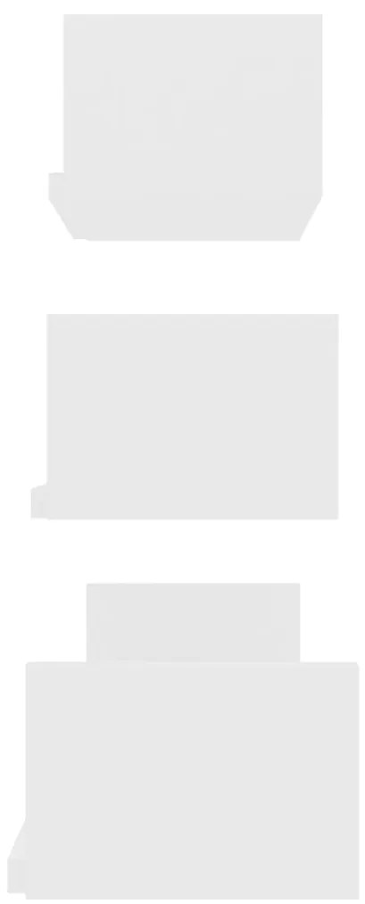 Стенни рафтове, 3 бр, бели, инженерно дърво