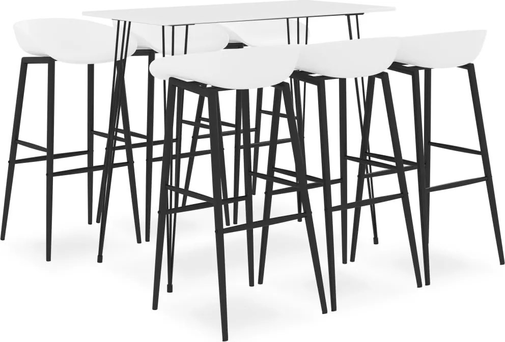 3057424 vidaXL Бар комплект от 7 части, бял