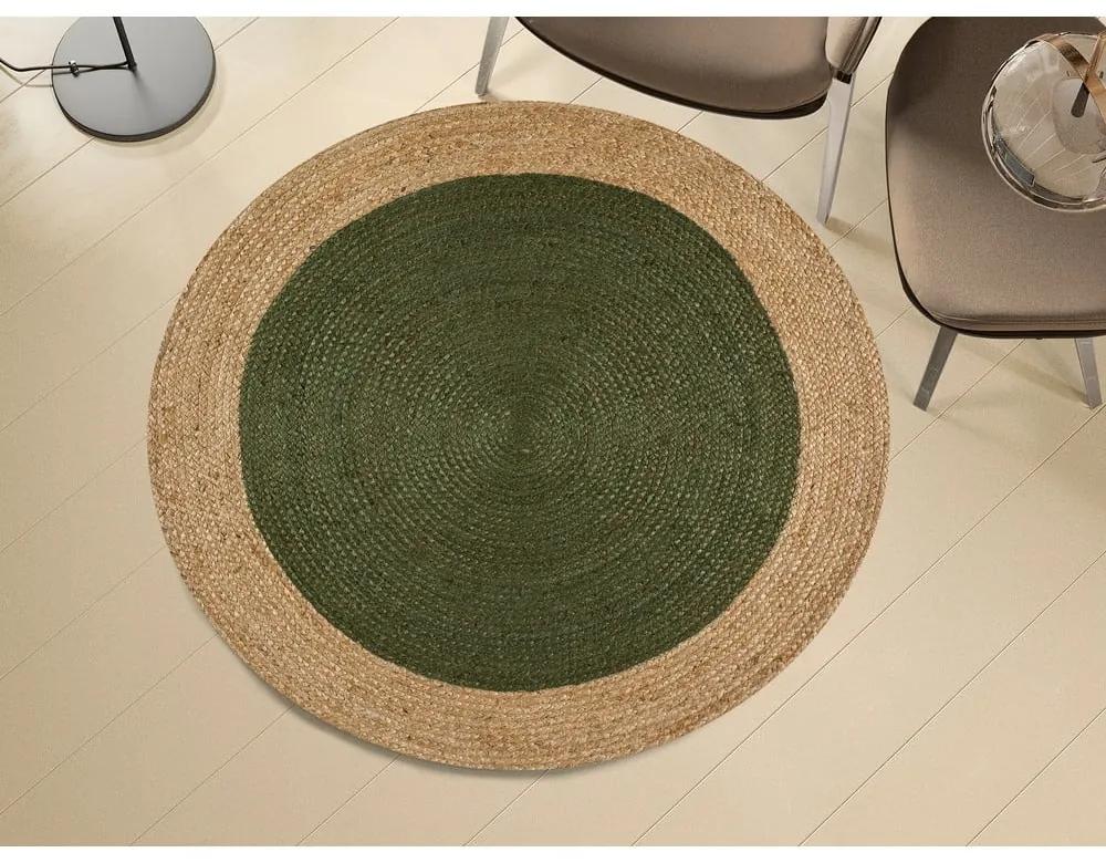 Зелен-естествен цвят кръгъл килим ø 120 cm Mahon - Universal