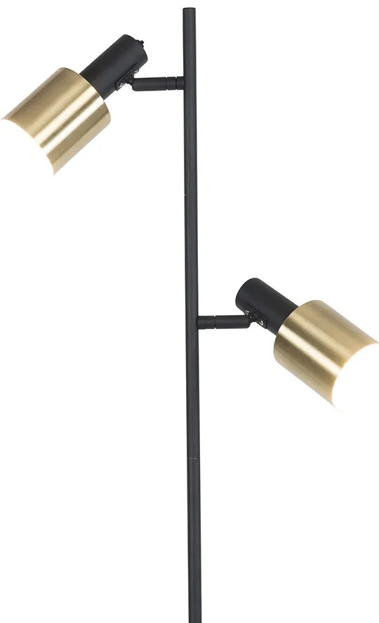 Интелигентна подова лампа черна със злато с 2 Wi-Fi A60 - Stijn