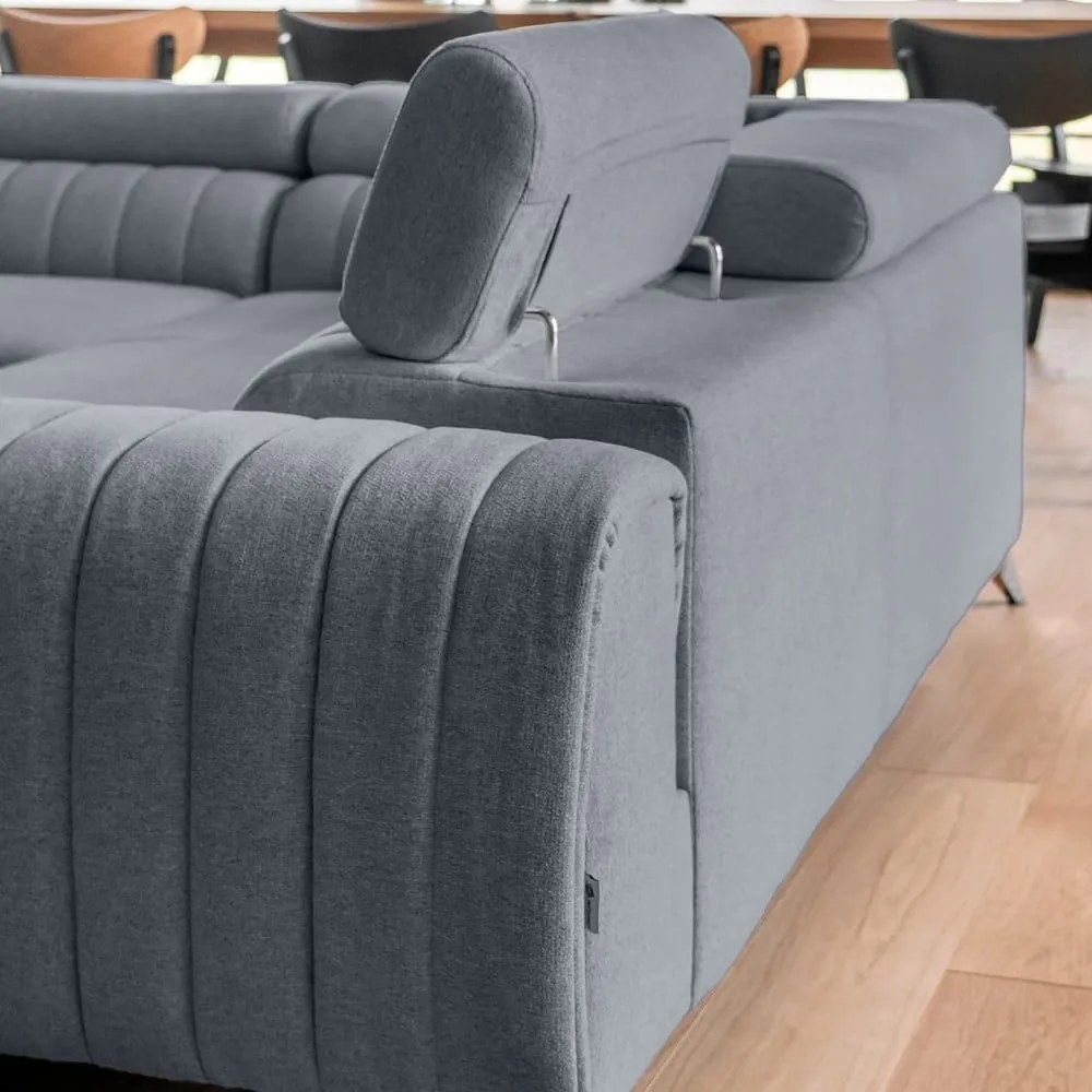 Син сгъваем/с място за съхранение ъглов диван (ляв ъгъл/U форма) Louis – ELTAP