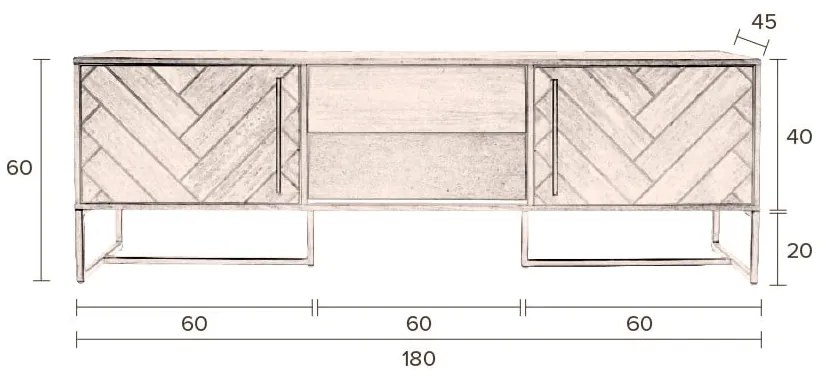 Масичка за телевизор от дъб 180x60 cm Class - Dutchbone
