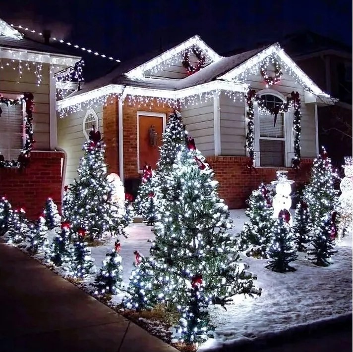Коледно LED осветление студено бяло 100 LED/8 m