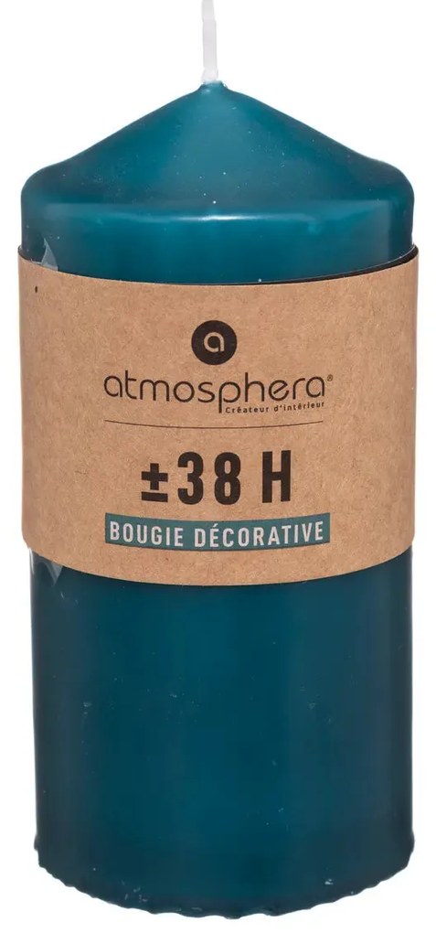 Свещ без аромат atmosphera Hugo, Кръгла, 7x13 cm - Зелен
