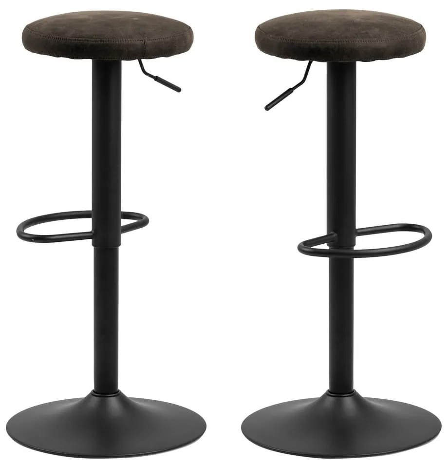 Сив тапициран бар стол с регулируема височина (височина на седалката 62 cm) Finch – Actona